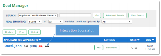 Advent Integration Screen Shot