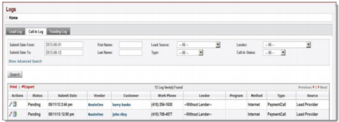 Auto Credit Express Integration Screen Shot