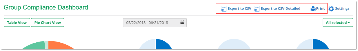 Box around export and print options