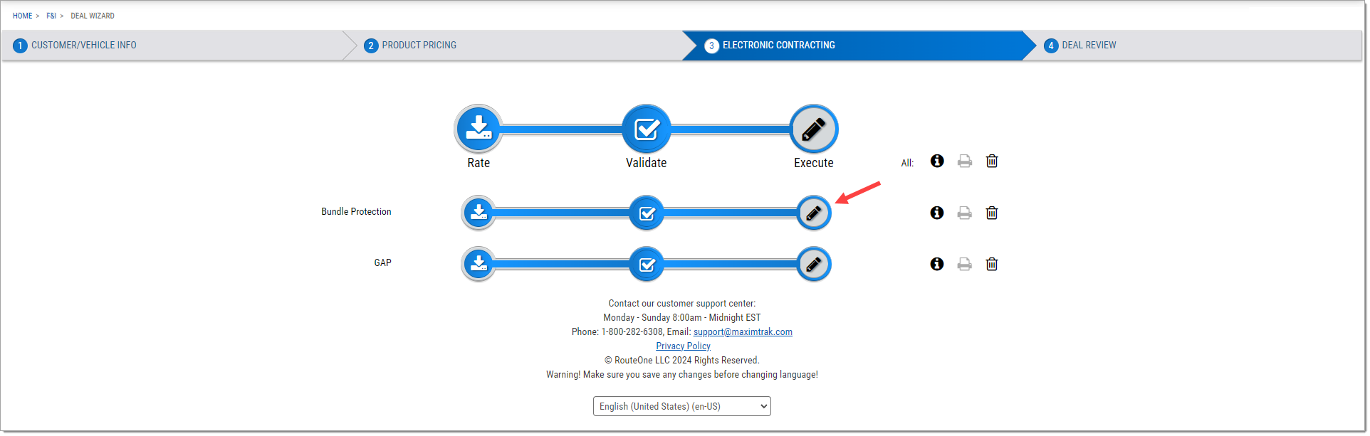 Step Three with all products on the ‘Execute’ step and an arrow pointing to the top product’s ‘Execute’ button.