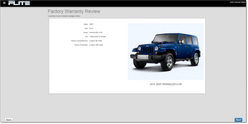  The Factory Warranty Review page.