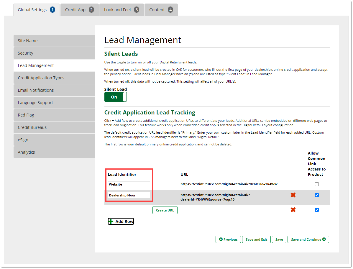 The Lead Management page with a box highlighting the ‘Lead Identifier’ column.