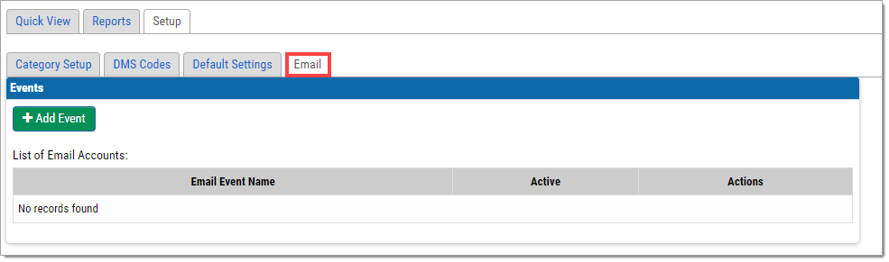 The Email tab with “Email” in the tab selector highlighted with a box.