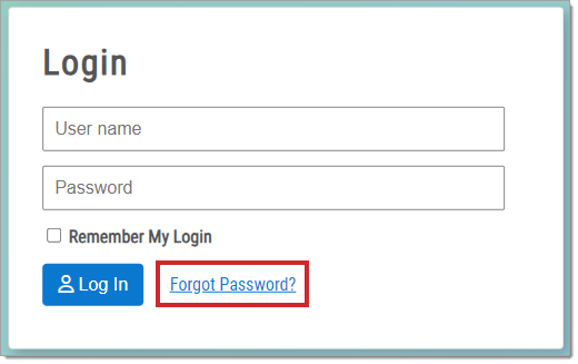 The Login page with a box highlighting the ‘Forgot Password?’ link.