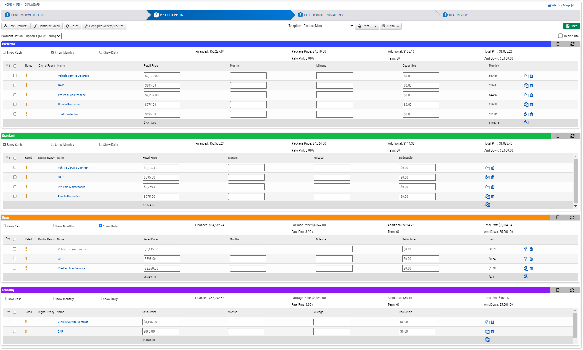 The Step Two ‘Product Pricing’ page.