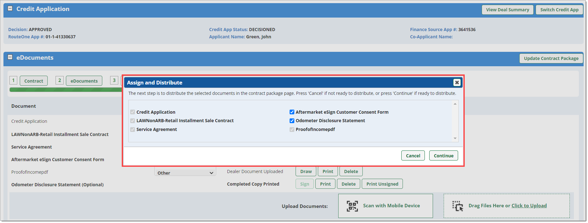 The Assign and Distribute pop-up, highlighted by a box.