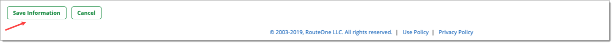 Arrow pointing to ‘Save Information’ button.