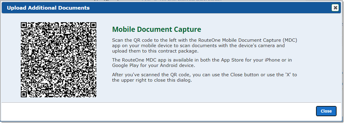 Box around the QR code and instructions for Mobile Document Capture, and the Name field. Arrow pointing to the ‘Save’ button.